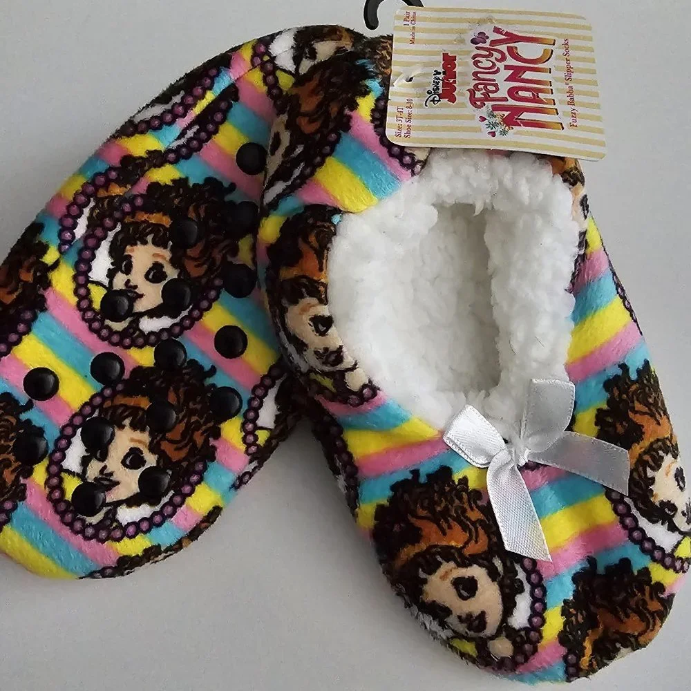 DISNEY JUNIOR toddler girls FANCY NANCY fuzzy babba SLIPPER SOCKS sz 3T-4T - Picture 1 of 3